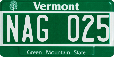 VT license plate NAG025