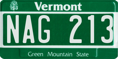 VT license plate NAG213
