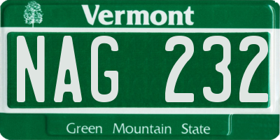 VT license plate NAG232