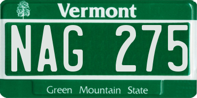 VT license plate NAG275