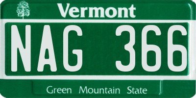 VT license plate NAG366