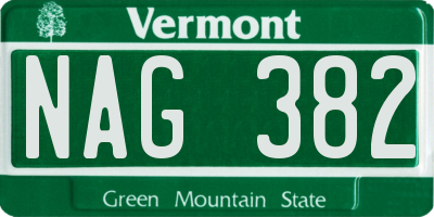 VT license plate NAG382