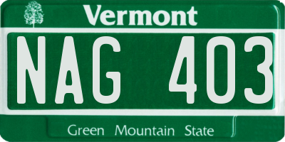 VT license plate NAG403