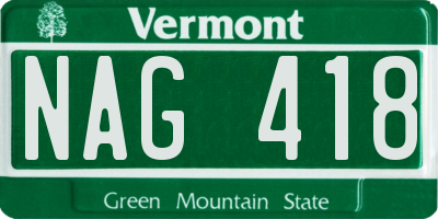 VT license plate NAG418