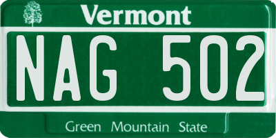VT license plate NAG502