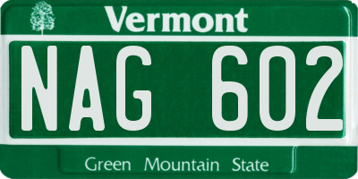 VT license plate NAG602