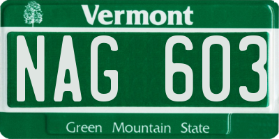 VT license plate NAG603