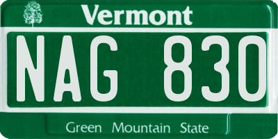 VT license plate NAG830
