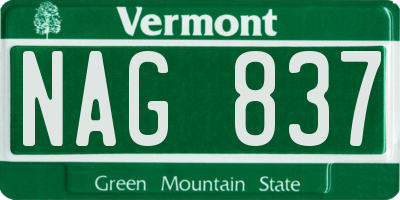 VT license plate NAG837