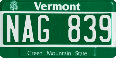 VT license plate NAG839