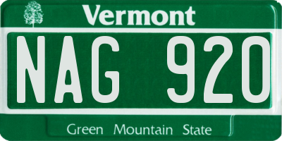 VT license plate NAG920