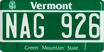 VT license plate NAG926