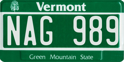 VT license plate NAG989