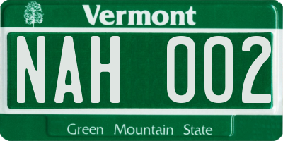 VT license plate NAH002