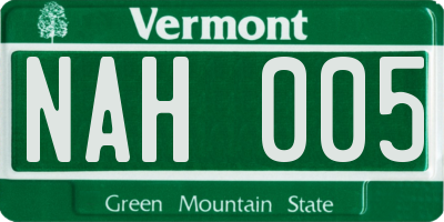 VT license plate NAH005
