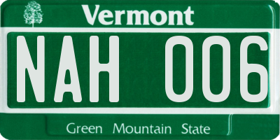VT license plate NAH006