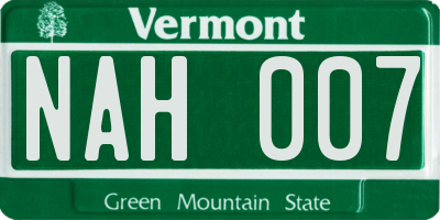 VT license plate NAH007