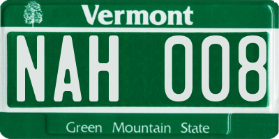 VT license plate NAH008