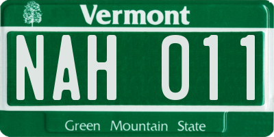 VT license plate NAH011