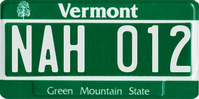 VT license plate NAH012