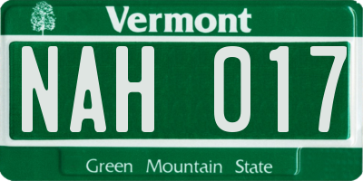 VT license plate NAH017