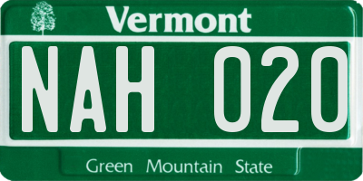 VT license plate NAH020