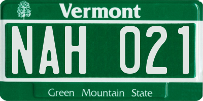 VT license plate NAH021