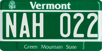VT license plate NAH022