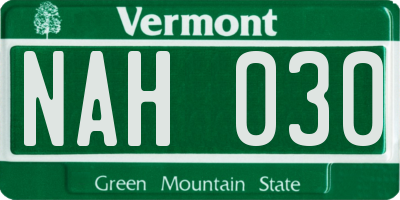 VT license plate NAH030