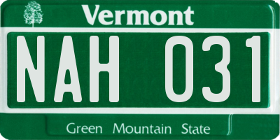 VT license plate NAH031