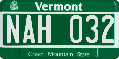 VT license plate NAH032