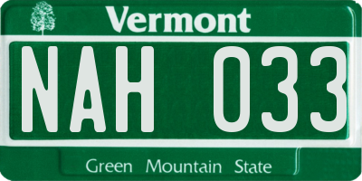 VT license plate NAH033
