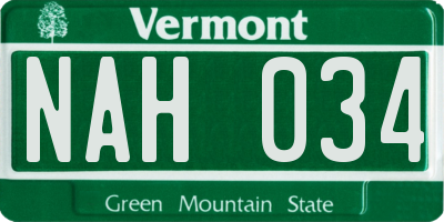 VT license plate NAH034