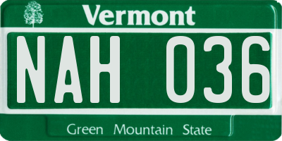 VT license plate NAH036