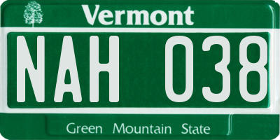 VT license plate NAH038