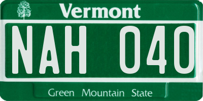 VT license plate NAH040