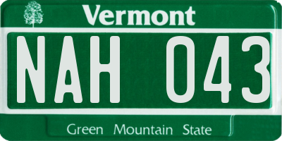 VT license plate NAH043