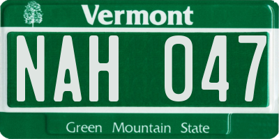 VT license plate NAH047