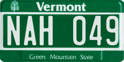VT license plate NAH049