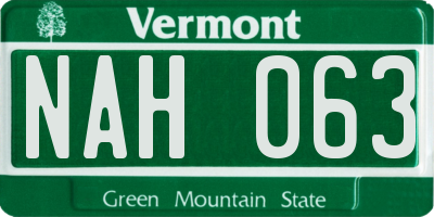 VT license plate NAH063