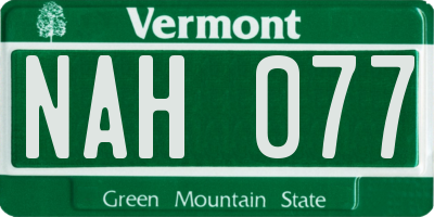 VT license plate NAH077