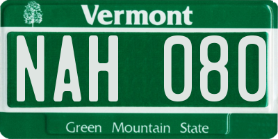 VT license plate NAH080