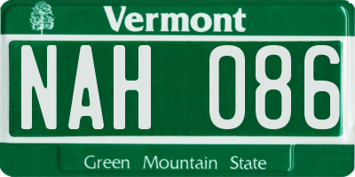 VT license plate NAH086