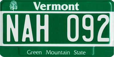 VT license plate NAH092