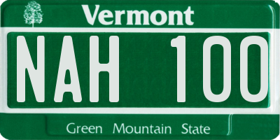 VT license plate NAH100