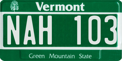 VT license plate NAH103