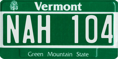 VT license plate NAH104