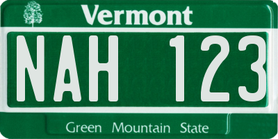VT license plate NAH123