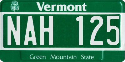 VT license plate NAH125