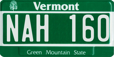 VT license plate NAH160